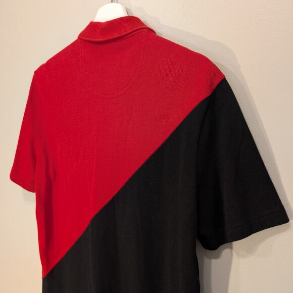 Lacoste Polo Shirt Red Black Block Color Traditional Preppy Coastal - Size 3(S) - Picture 4 of 7
